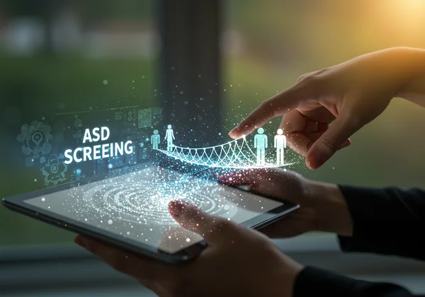 Hands interacting with an online test, leading to clarity.