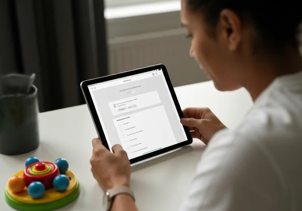 Parent reviewing an online ASD screening questionnaire