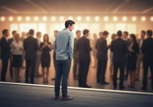 Person feeling anxious, avoiding social interaction due to fear