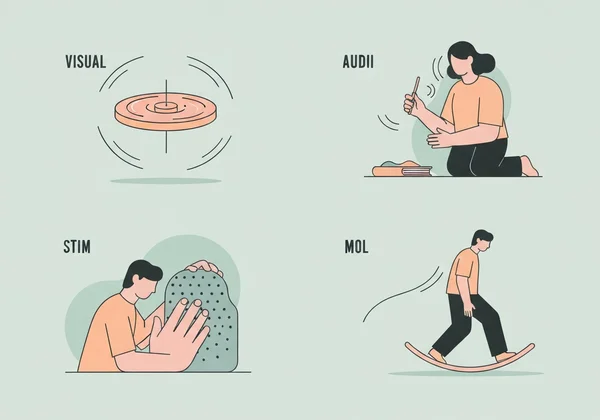 Infographic illustrating various sensory stims