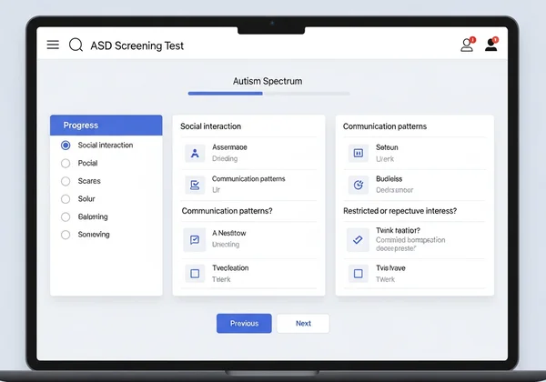 Screenshot of an online ASD test for teens