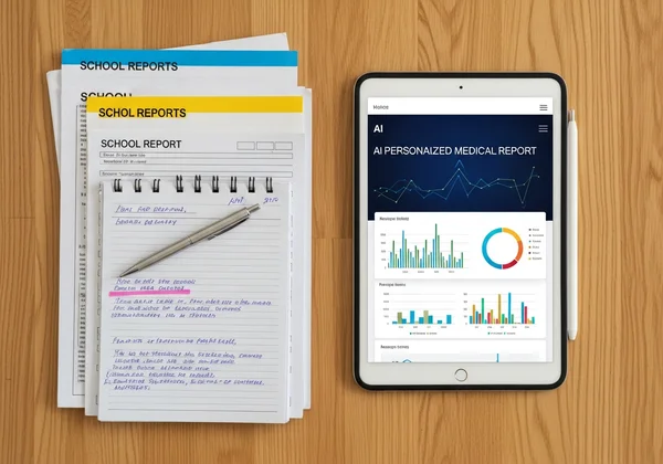 Documents, tablet, and pen on a table for assessment preparation