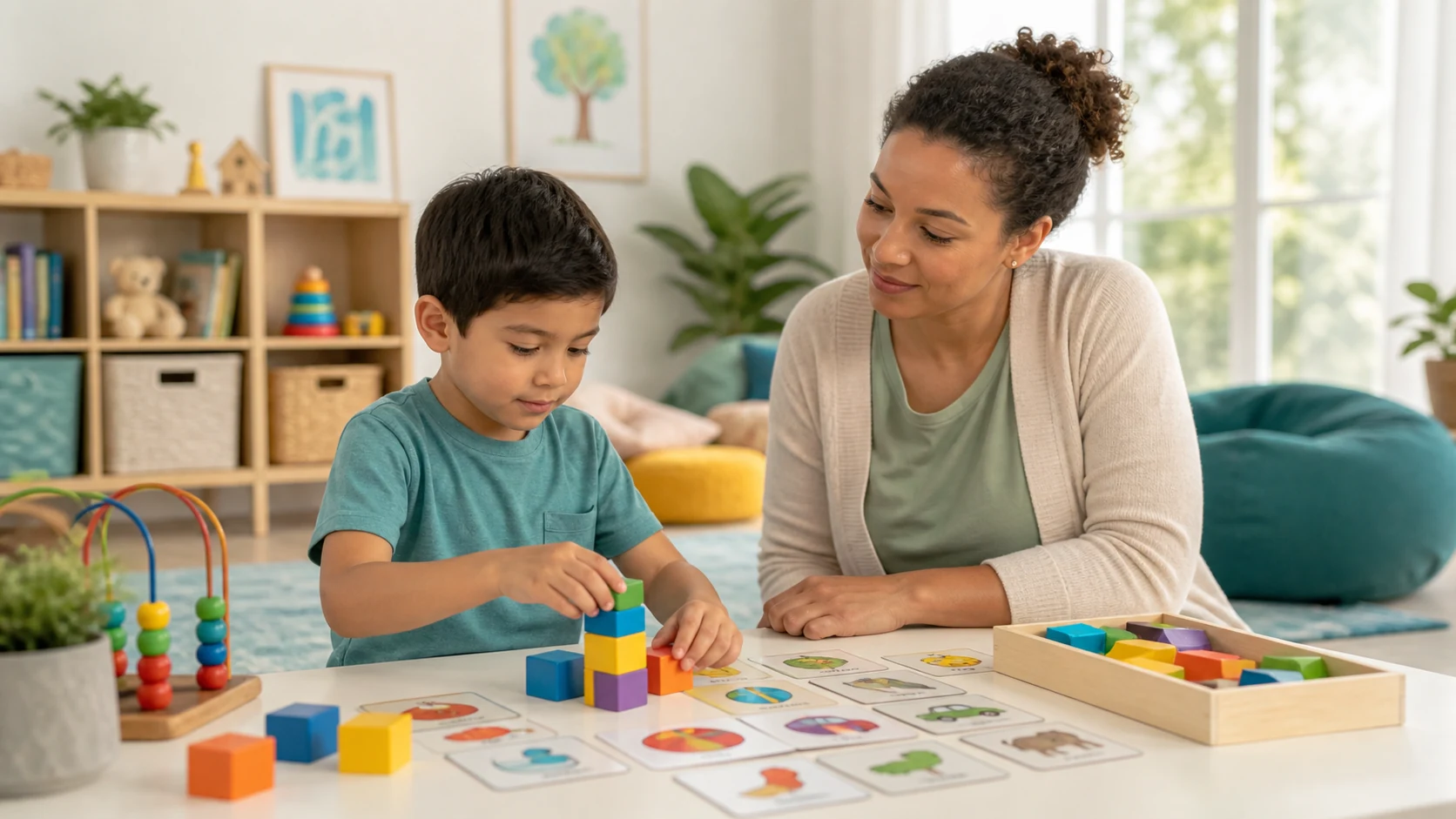 Caregiver observing child play